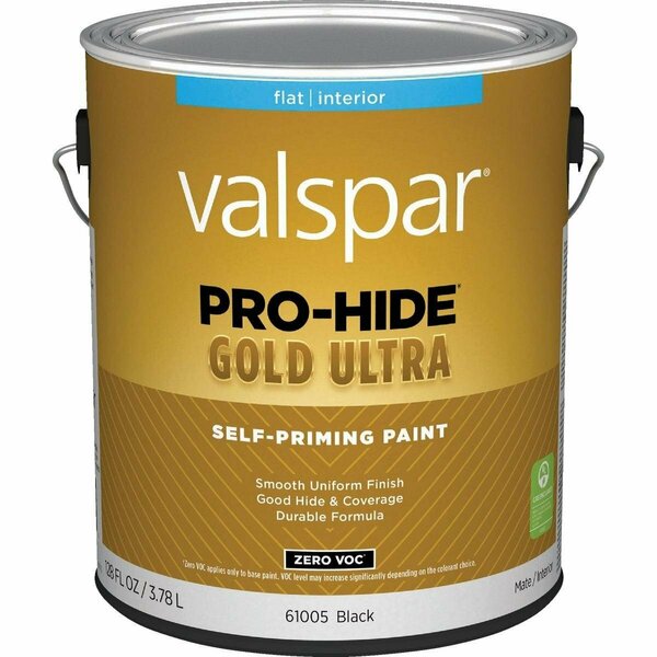 Valspar Pro-Hide Gold Ultra Zero VOC Latex Flat Interior Wall Paint, Black, 1 Gal. 028.0061005.007
